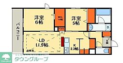 JR常磐線 柏駅 徒歩13分の賃貸マンション 3階2LDKの間取り