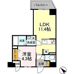 JR総武線 千葉駅 徒歩7分の賃貸マンション 7階1LDKの間取り