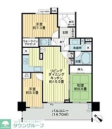 JR総武本線 稲毛駅 バス10分 幸町14街区下車 徒歩1分の賃貸マンション 14階3LDKの間取り