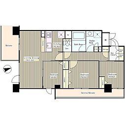 JR総武線 津田沼駅 徒歩3分の賃貸マンション 6階3LDKの間取り