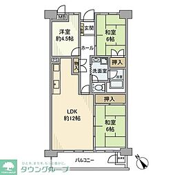 JR総武線 津田沼駅 徒歩3分の賃貸マンション 4階3LDKの間取り