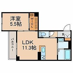 JR総武線 幕張本郷駅 徒歩8分の賃貸マンション 2階1LDKの間取り