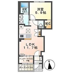 JR総武本線 四街道駅 徒歩21分の賃貸アパート 1階1LDKの間取り