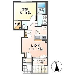 JR総武本線 四街道駅 徒歩21分の賃貸アパート 1階1LDKの間取り