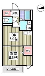 JR総武線 西千葉駅 徒歩15分の賃貸アパート 1階1DKの間取り