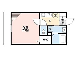 ロンボヌール稲毛 2階1Kの間取り