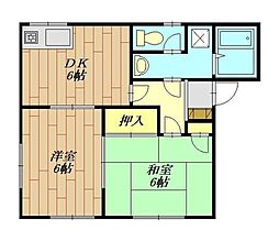 千葉都市モノレール 桜木駅 徒歩10分の賃貸アパート 2階2DKの間取り