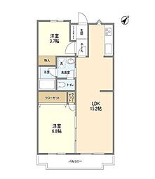 京成千葉線 京成幕張本郷駅 徒歩7分の賃貸マンション 1階2LDKの間取り