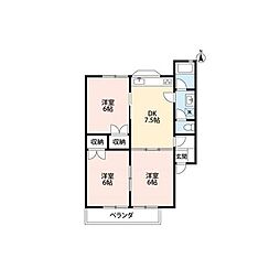 京成本線 八千代台駅 徒歩15分の賃貸アパート 2階3DKの間取り