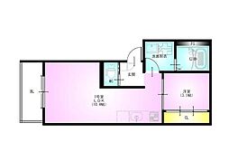JR内房線 浜野駅 徒歩10分の賃貸アパート 2階1LDKの間取り