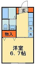 京成千原線 大森台駅 徒歩20分の賃貸アパート 1階1Kの間取り