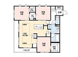 東武野田線 船橋駅 徒歩14分の賃貸マンション 2階3LDKの間取り