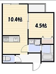 JR総武線 千葉駅 バス15分 都町五差路下車 徒歩3分の賃貸アパート 2階1LDKの間取り