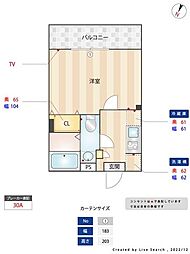 京成千原線 千葉寺駅 徒歩7分の賃貸アパート 3階1Kの間取り
