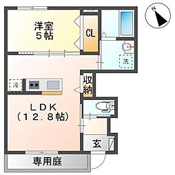 千葉都市モノレール 千城台北駅 徒歩6分の賃貸アパート 1階1LDKの間取り