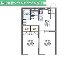 JR総武本線 稲毛駅 徒歩22分の賃貸アパート 1階2DKの間取り