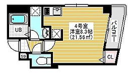 JR外房線 本千葉駅 徒歩5分の賃貸マンション 2階1Kの間取り