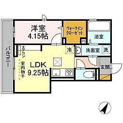 JR総武線 幕張本郷駅 徒歩16分の賃貸アパート 2階1LDKの間取り