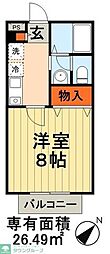 JR総武線 西千葉駅 徒歩20分の賃貸アパート 1階1Kの間取り