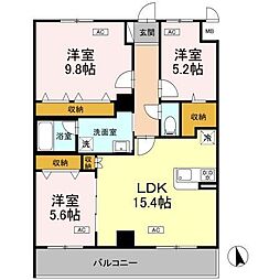 JR総武線 西船橋駅 徒歩4分の賃貸マンション 5階3LDKの間取り