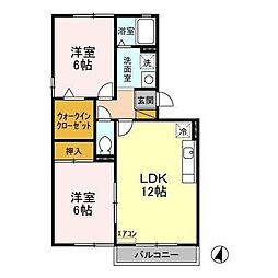 JR総武線 千葉駅 バス10分 貝塚下車 徒歩1分の賃貸アパート 3階2LDKの間取り