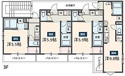 JR総武本線 東千葉駅 徒歩9分の賃貸アパート 3階ワンルームの間取り