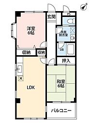 JR総武本線 東千葉駅 徒歩34分の賃貸マンション 2階2LDKの間取り