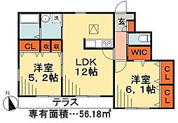 JR総武線 本八幡駅 徒歩14分の賃貸マンション 1階2LDKの間取り