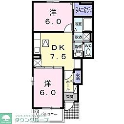 ラ・コリーナ3 2DKの間取図画像