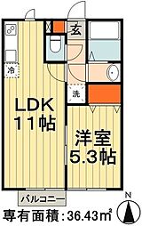 ルミエールいのはな 1LDKの間取図画像