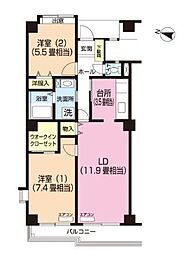 パティオス13番街 2LDKの間取図画像
