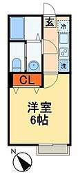 フォルビテッツァ松ケ丘 1Kの間取図画像