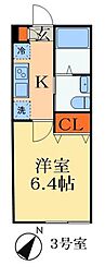 千葉市中央区寒川町1丁目アパート 1Kの間取図画像