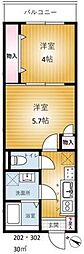 REVENE小倉 2Kの間取図画像