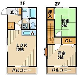 サンソアラA 2階2LDKの間取り