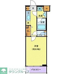 プレール・ドゥーク高井戸 2階1Kの間取り