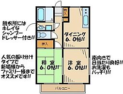 ウィータベアータ 2階2DKの間取り