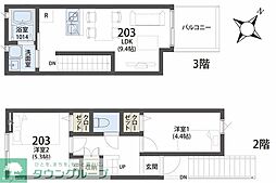 TheSiesta成城学園Gresiare 2階2LDKの間取り