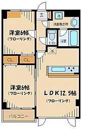 ビラサルーテ 2階2LDKの間取り