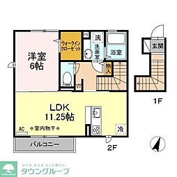 アゼリアテラス 2階1LDKの間取り