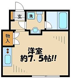 パークテラス仙川 2階ワンルームの間取り