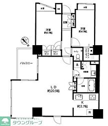 グローリオ蘆花公園テラス棟 7階2LDKの間取り