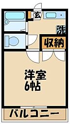 ベルメゾン 1階1Kの間取り