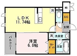 メルベイユ浜田山 1階1LDKの間取り