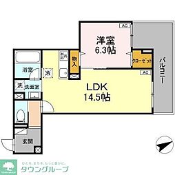 D-residence稲城 3階1LDKの間取り