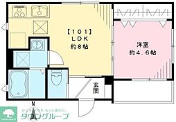 ボンジュール上北沢 1階1LDKの間取り