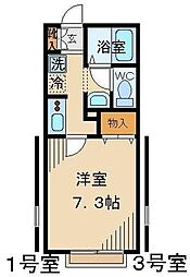 ハイムラグドール 2階1Kの間取り