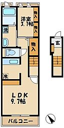 京王線 聖蹟桜ヶ丘駅 徒歩8分の賃貸アパート 2階1LDKの間取り