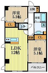 コクブンジノイエ 3階2LDKの間取り