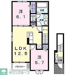 マリン 2階2LDKの間取り